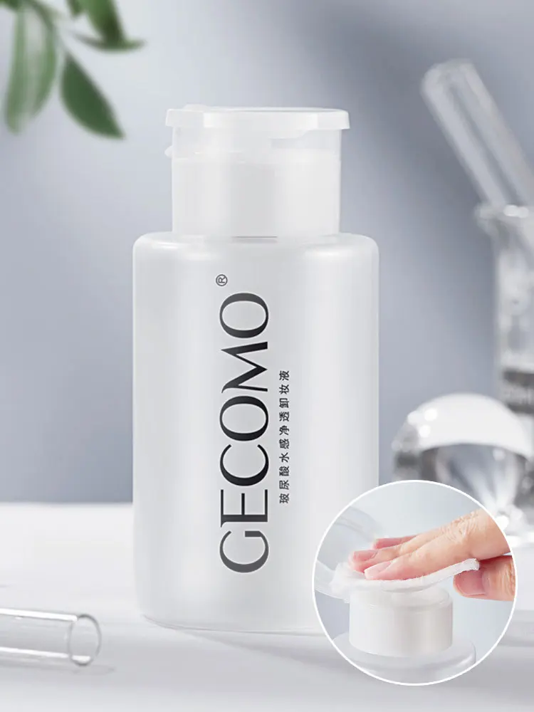 GECOMO Démaquillant à l'acide hyaluronique-3 en 1, nettoyant pour les yeux, les lèvres et le visage, doux, adapté aux peaux sensibles, bouteille à pompe