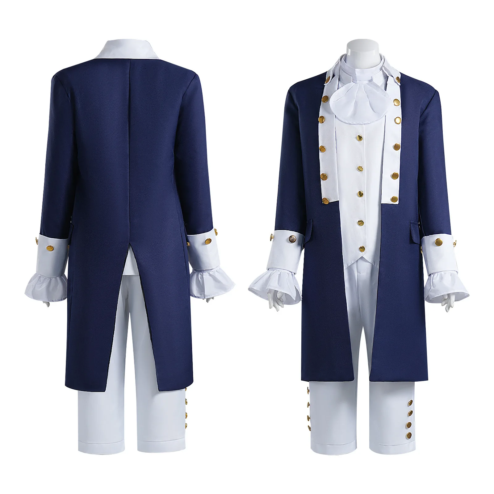 Medieval Colonial Officer Soldier Tailcoat Uniform Suit Halloween Carnival Party Alexander Hamilton Stage Performance Gown