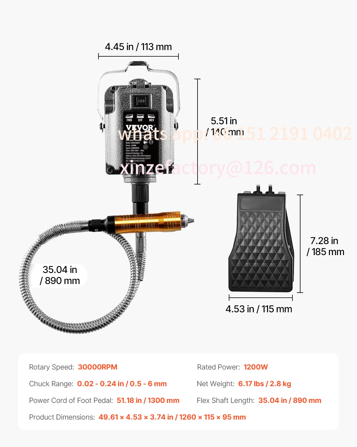 

Customizable Shaft Grinder 1000W 1200W Electric Flex Shaft Rotary Tool Carver Hanging Grinding Machine for Buffing