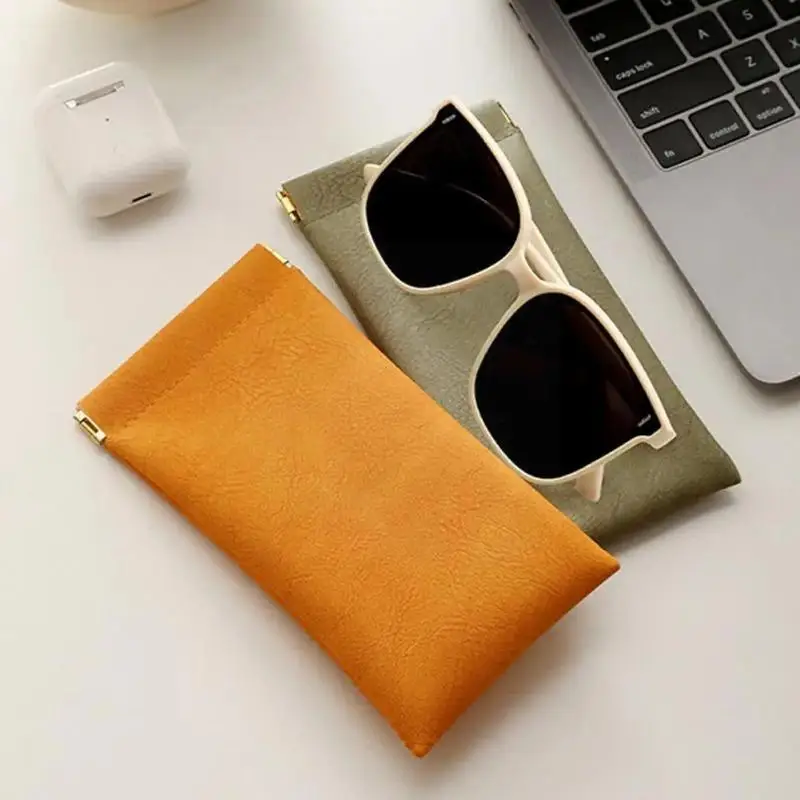 5pcs PU Leather Reading Glasses Bag Case Automatic Closed Sunglasses Cover Eyewear Lightweight Storage Waterproof Protective Bag