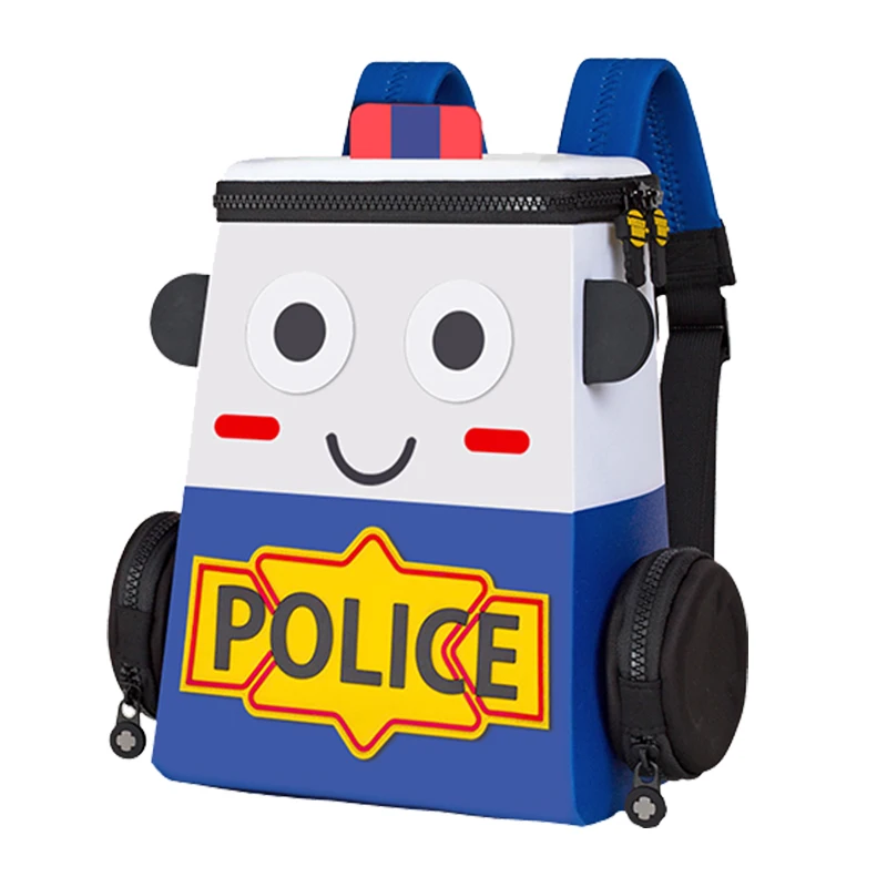 حقيبة ظهر سيارة الشرطة بعجلة جانبية قابلة للإزالة للأطفال حقائب مدرسية لرياض الأطفال للأطفال الصغار من عمر 1 إلى 3 سنوات حقيبة سفر هدية