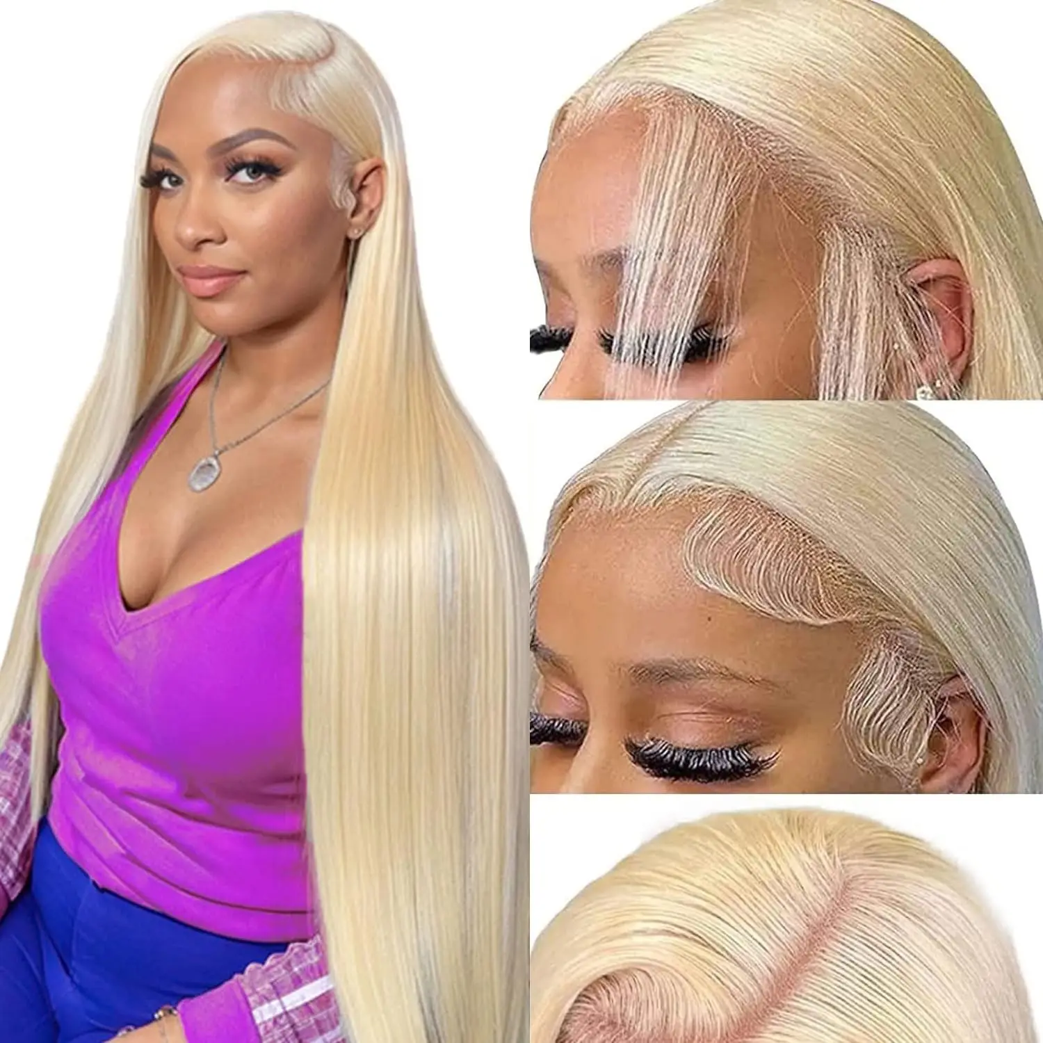 Rosabeauty 13x4 Blonde 613 HD Transparent Straight Lace Front Human Hair Wigs Glueless 13X6 Frontal Wig Preplucked 250% 40Inch