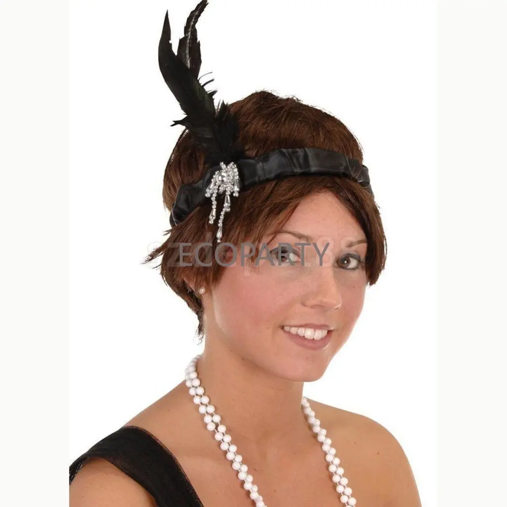 1920S The Great Gatsby Charleston Flapper Bulu Ikat Kepala Gaun Pesta Gatsby Aksesori Bola Para El Cabello Mujer 2022