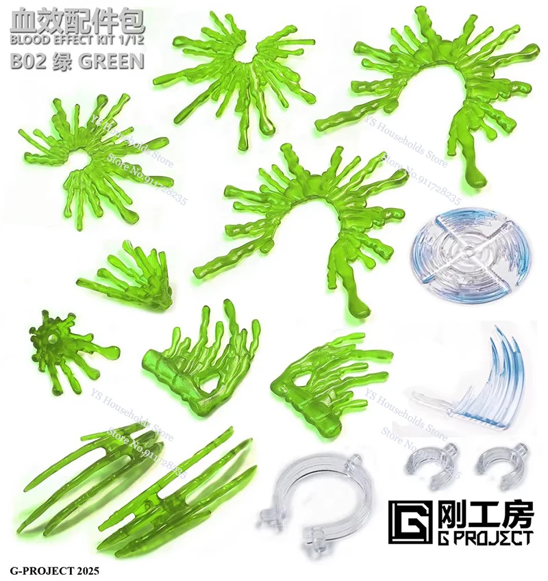 G-PROJECT Green Blue Purple Black GP01 1/12 Soldeir Hand Type Kit Blood Effect Accessory For 6" Action Figure Scene Ornament