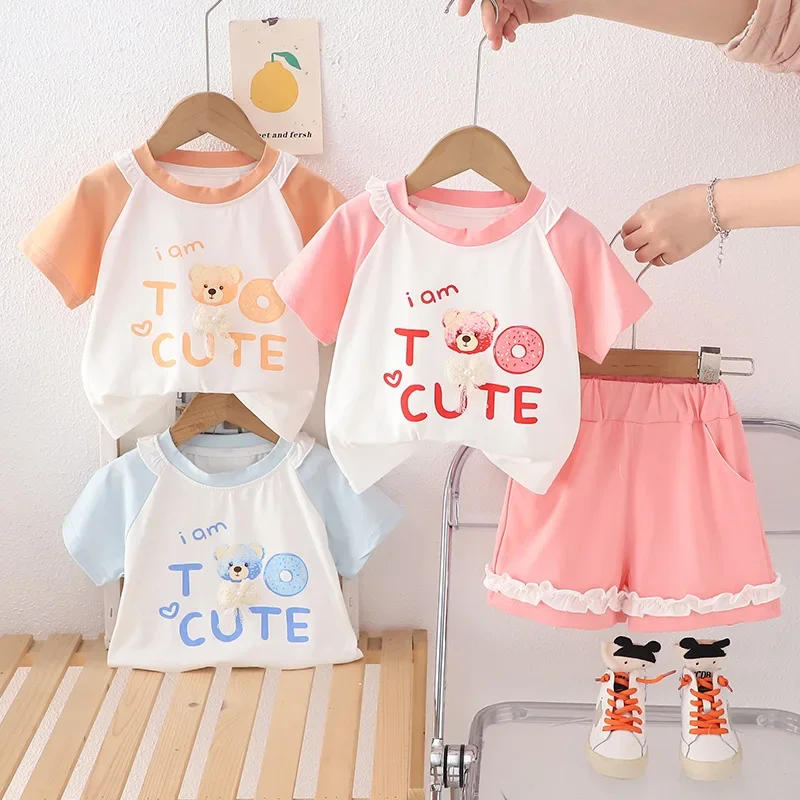 

New Summer Baby Clothes Suit Children Girls Cute T-Shirt Shorts 2Pcs/Sets Kids Boys Clothing Set Infant Casual Cartoon Costume