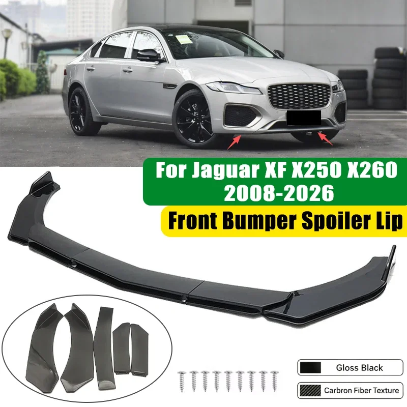 For Jaguar XF X250 X260 2008-2026 5Pcs ABS Car Front Bumper Lip Spoiler Splitter Body Kit Canard Tuning Accessories