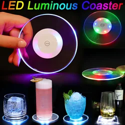 LED Colorful Light Coaster Bar Mat Table Mat Party Drink Cup Creative Mat Twinkle Base Tableware Decoration Mat