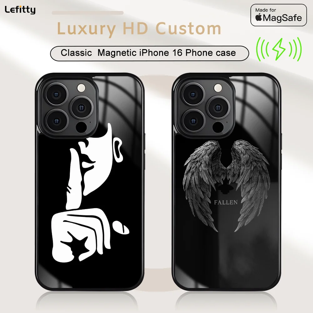

Dark F-Fashion B-Brand Phone Case For iPhone 16 15 14 13 12 11 Pro Max Plus Mini Magnetic Magsafe Wireless Charging Cover