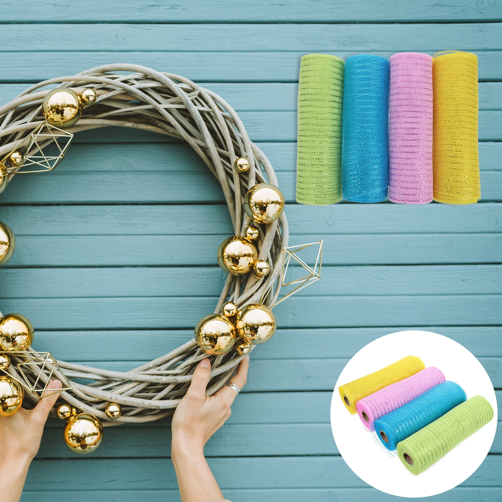 

4pcs 4 Rolls For Diy Wreath Making Easter Wreath Mesh Easter Decor Home Decor Home Decoration Accessories Pp Mesh Ribbon