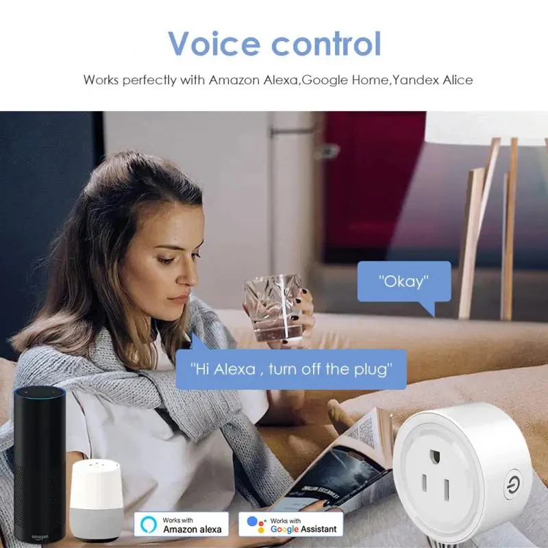 WiFi Smart Socket Plug With Power Monitoring Timing 20A US Plug Smart Home Switch Voice Control Work with Alexa Google Home