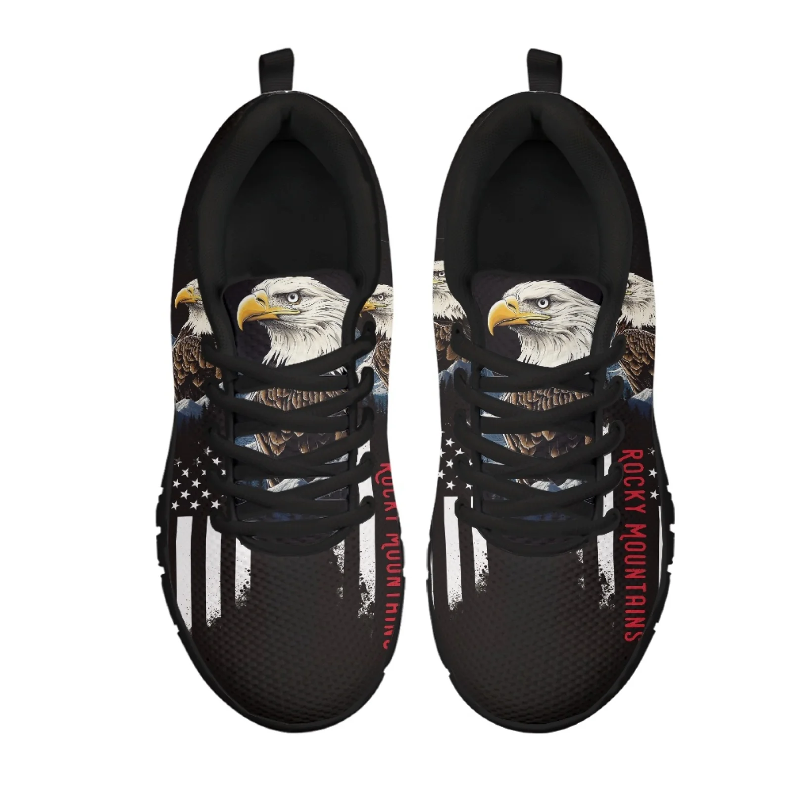 Coloranimal Eagle Flag Rocky Women Shoes for Nurses Standing All Day Wear-Resistant Running Athletic Shoes for Outdoor
