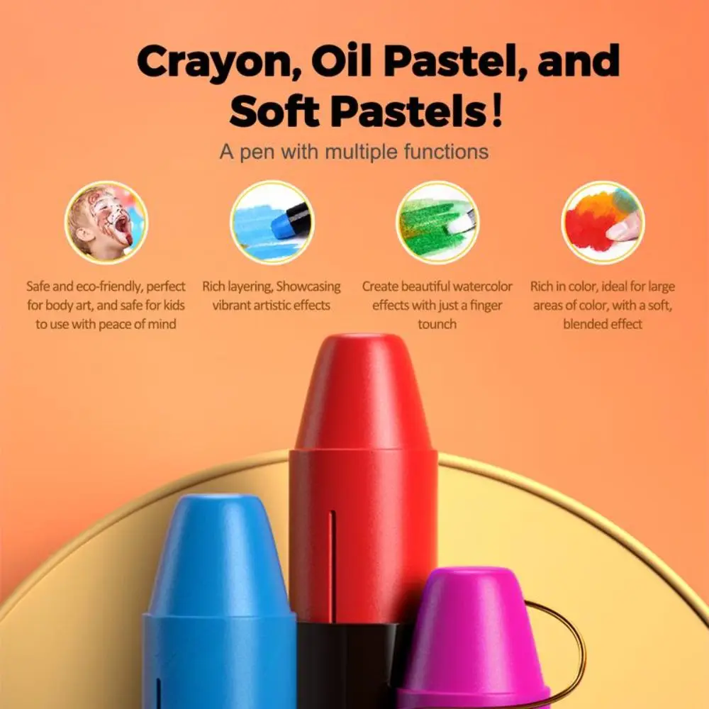 12/24 Color Crayon Set Twist-Up Washable Oil Pastels Blendable Silky Smooth Coloring Pencils for Travel School Home Art Supplies
