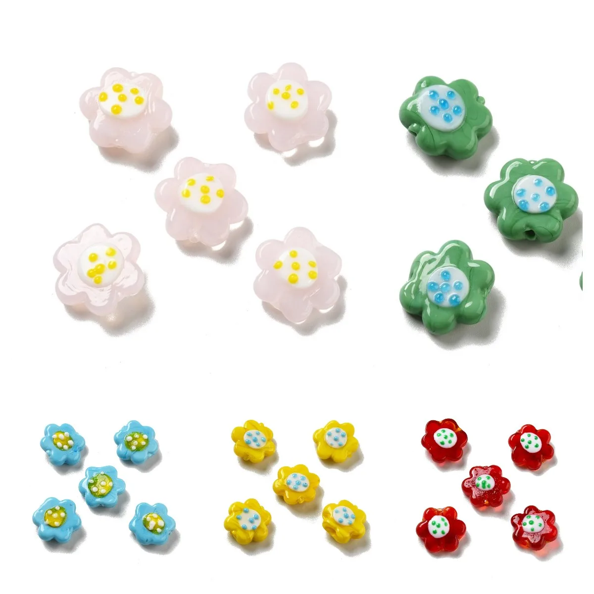 

20pcs Colorful Flower Shape Handmade Lampwork Bead Loose Beads for Jewelry Making Bracelet Necklace DIY Accessories 18~19x20.5mm