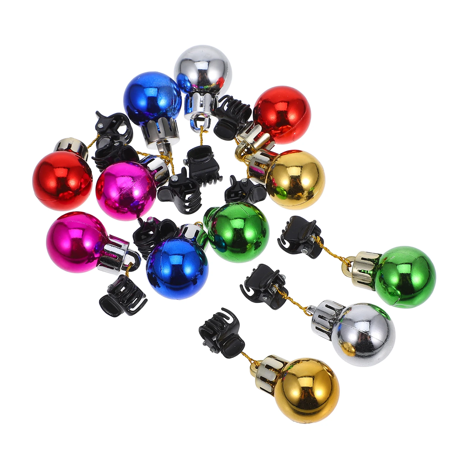 12개 크리스마스 수염 헤어 클립 다채로운 반짝이는 장식품 얼굴 장식 남성용 휴일 파티 액세서리