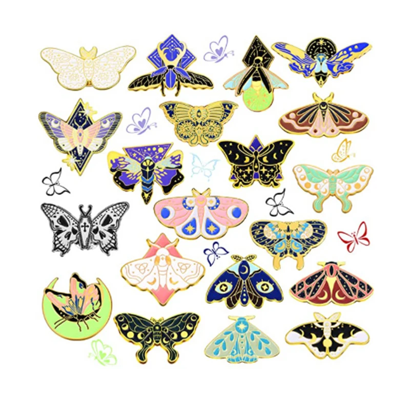 Wholesale 50pcs Butterfly Enamel Lapel Pins Insect Metal Badge Pin Child Kids Brooch Jewlery Accessories Gift