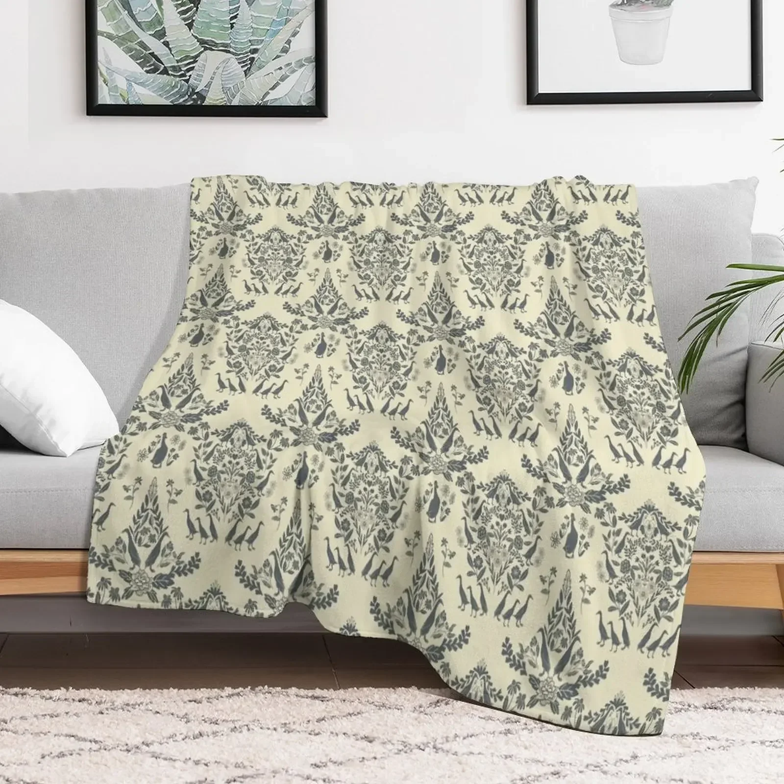 

Runner Ducks Damask pattern in grey and cream Throw Blanket Decorative Sofas Extra Large Throw Kid'S Cute Blankets
