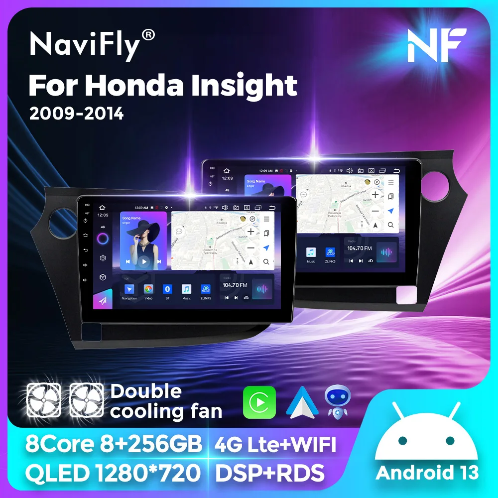 

Navifly 2Din Android Auto All In One 8+256G For Honda Insight 2009-2014 Stereo GPS Audio Video Player Car Radio CarPlay Monitor