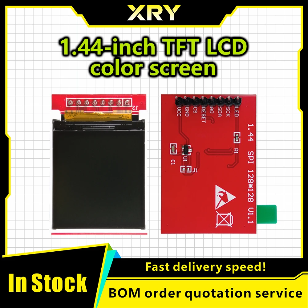 XRY 1/2PCS 5V 3.3V 1.44 inch TFT LCD Display Module 128*128 Color Sreen SPI Compatible For Arduino mega2560 STM32 SCM 51