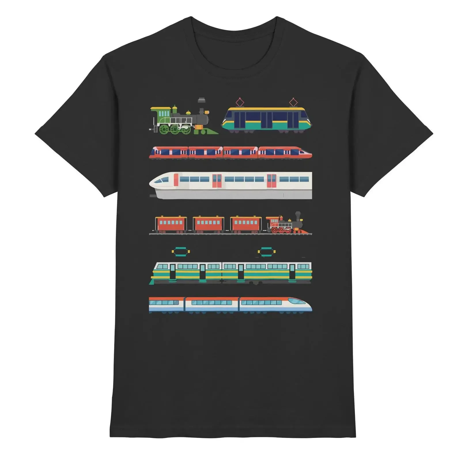 Various Types of Trains T Shirt Steam Locomotive Tram Railway for Train Drivers Enthusiasts vintage Washed streetwear Versatile