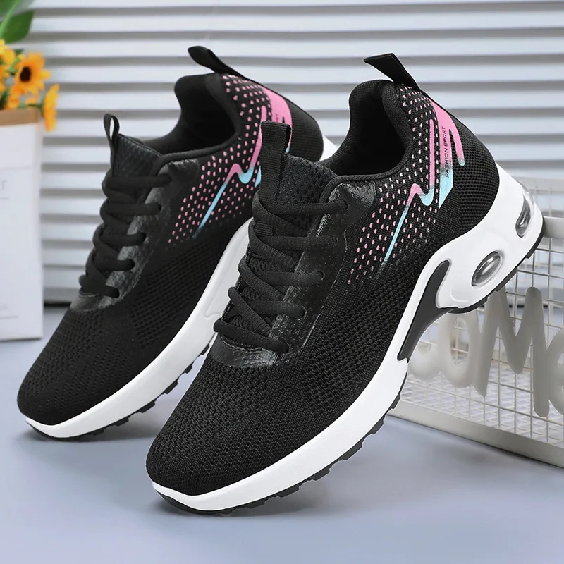 Shoes women 2024 spring and autumn new sports flying woven casual shoes soft sole breathable comfortable running shoes