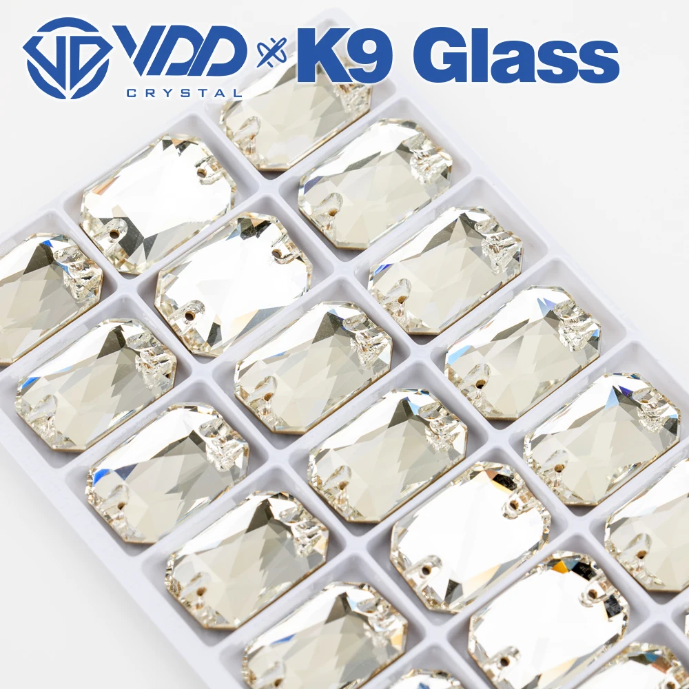 VDD Großhandel Smaragdschliff Hochwertige K9-Glas-Applikations-Strasssteine, Kristall-Flachrück-Applikationssteine zum Nähen für Bekleidungsdekorationen – Detail 4