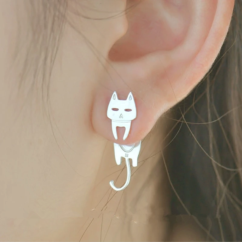 925 Sterling Silver Anting Stud Ikan Kucing untuk Wanita Hadiah Hypoallergenic Sterling-Silver-Perhiasan Mencegah Alergi