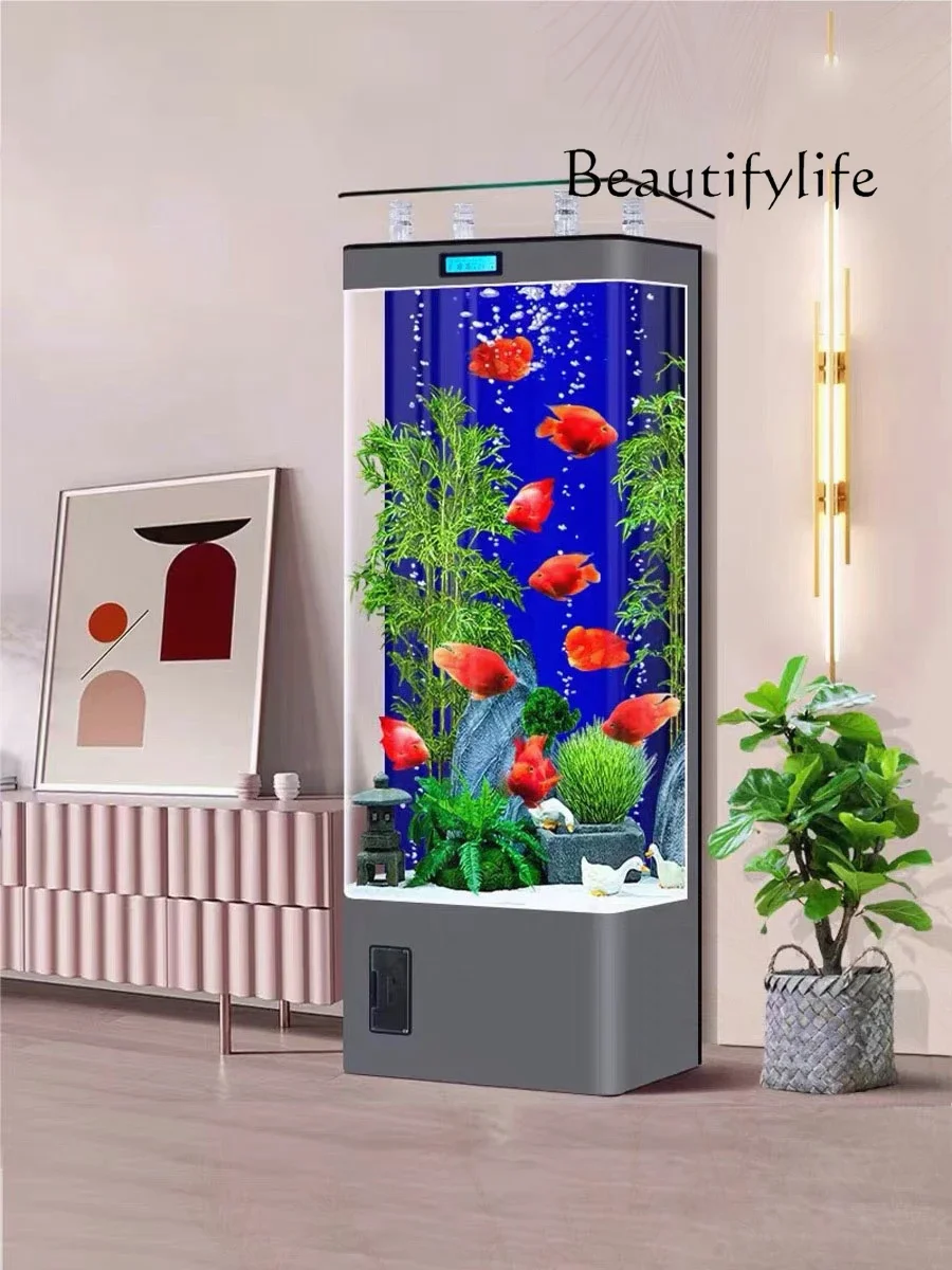 Household fish tank living room Large vertical floor-to-ceiling water-free aquarium