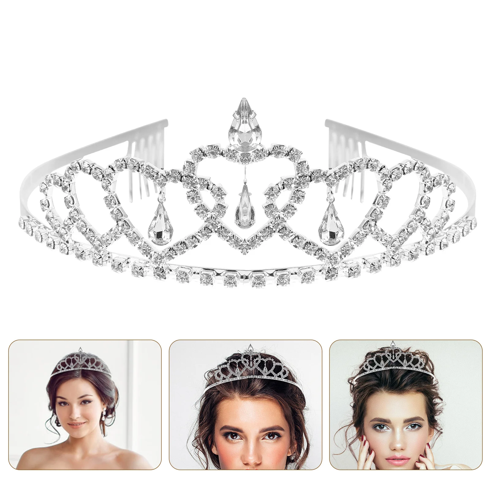 

Rhinestone Crown Headpiece for Women Bridal Wedding Bride Party Decorative Crown Light Weight Comfortable Formal Cosplay Stage