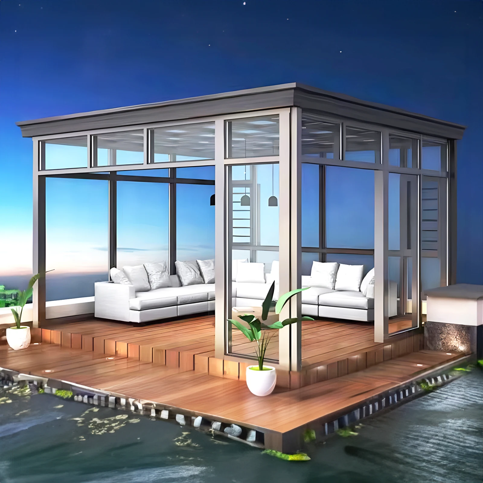 Aluminum Glass Enclosure Prefab Outdoor Sun Shelter for Balcony Patio Winter Use sunroom