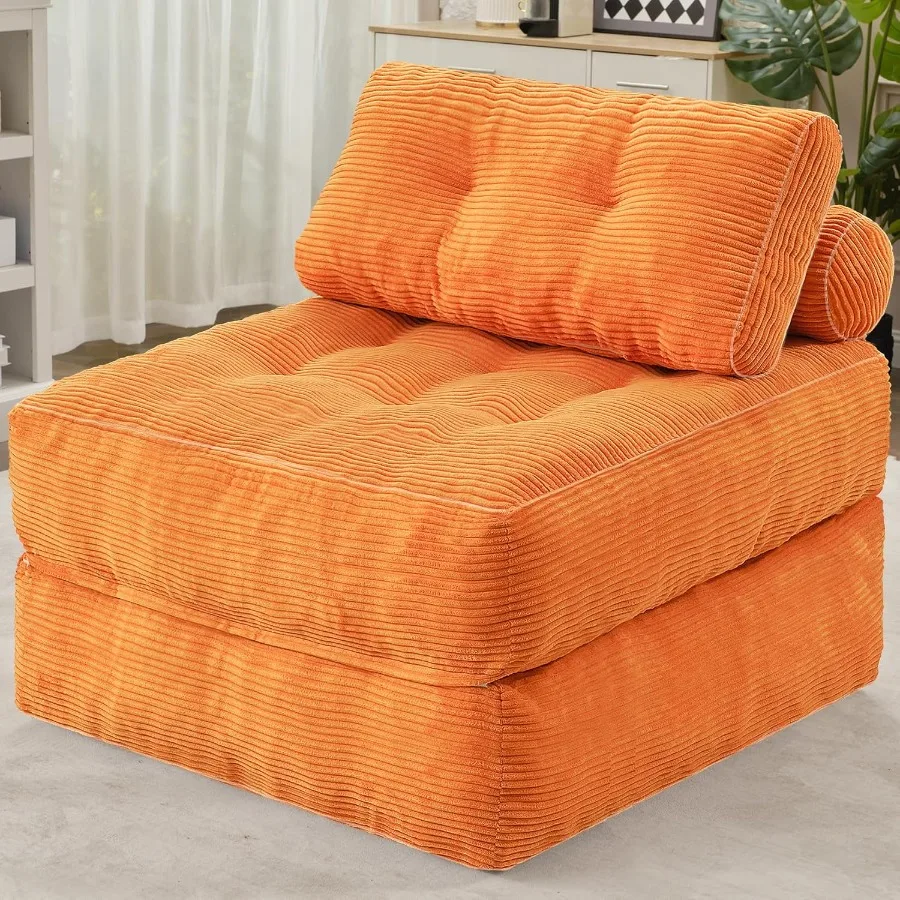 Folding Sofa Bed Convertible Sleeper Chair Bed w DualPillow Handle Foldable Floor Sofa Lounge w Back Support for Living Room Be