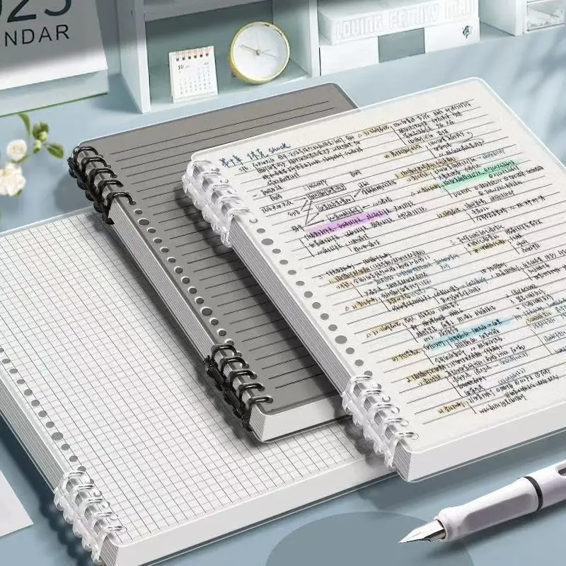 A5 Transparentes Raster-Notizbuch, Tagebuch, 120 Seiten, Schreibwaren, abnehmbare Spiralbindung, Notizbücher, Notizblock, Tagebuch, Notizbuch, Büro – Detail 3