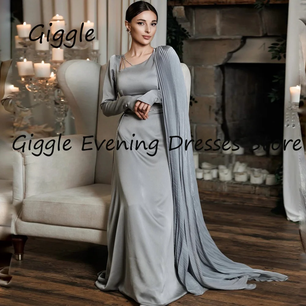 

Giggle Crepe Mermaid O-neck Ruffle Formal Elegant Prom Gown Floor-length luxury Evening Pretty Party Dresses for Women 2023