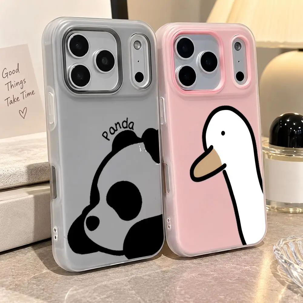 Minimal Panda Duck Phone Case For IPhone 17 16 15 14 13 12 11 Pro Max Plus Mini Case Clear Jelly Shockproof Soft Cover