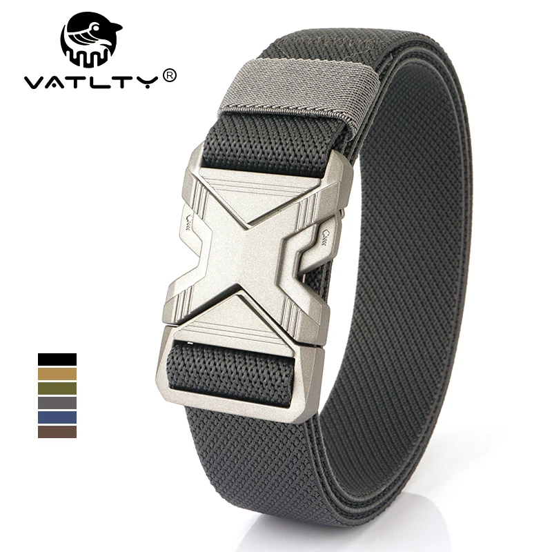 

VATLTY 3.4cm Elastic Belt for Men Quick Release Metal Buckle Tactical Outdoor Casual Belt Tight Woven Thin Belt Waistband Male