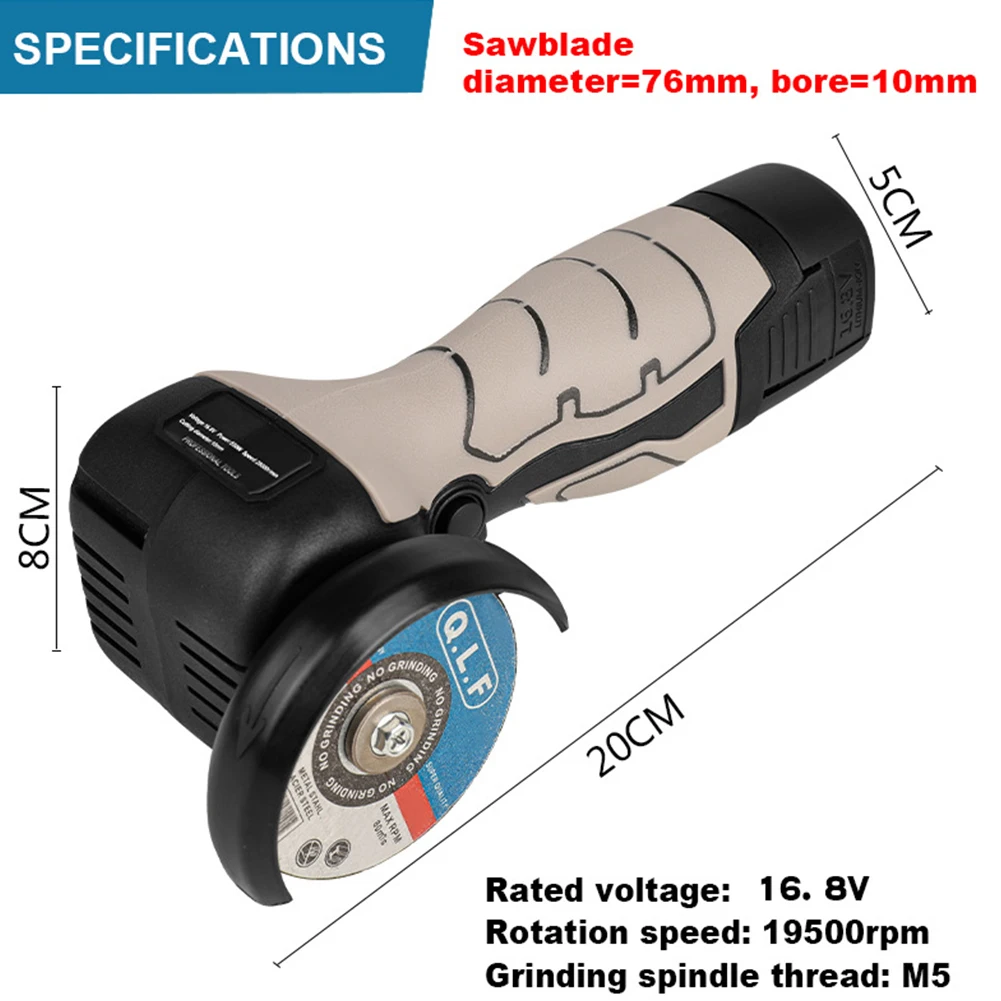 Grinding Tool Angle Grinder Polishing Machine With Wrench 19500rpm ABS+metal Brushless Cordless Thickened Baffle