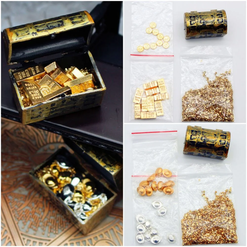 ของตกแต่งบ้านตุ๊กตา ทองคำแท่งนำโชค งานฝีมือ ทองคำแท่งจิ๋ว เสริมโชคลาภ ทองคำแท่งจิ๋วสำหรับบ้านตุ๊กตา