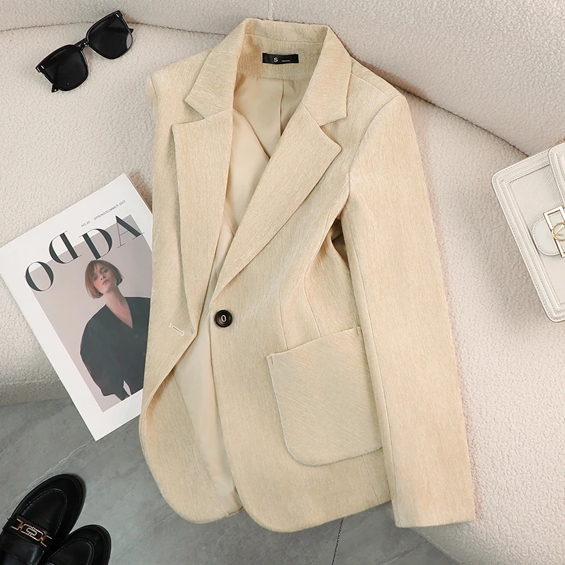 High-quality Blazer Women 2024 Fall and Winter New High-end Temperament Corduroy Suit Jacket OL Commuting Career Women Clothing