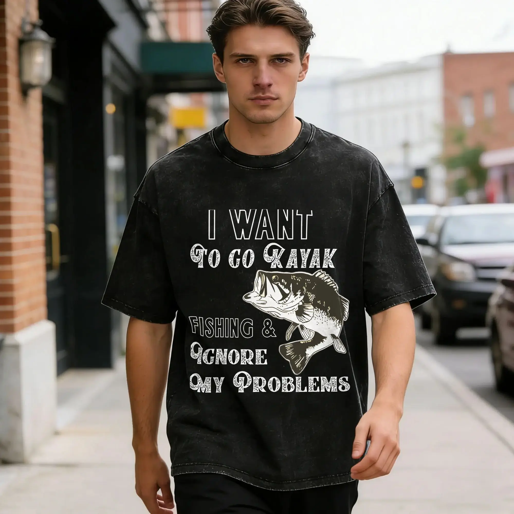 Kayak Fishing T Shirt Beach  Vintage T-Shirts Casual Trending Tshirt For Male Short-Sleeved Pattern Clothing