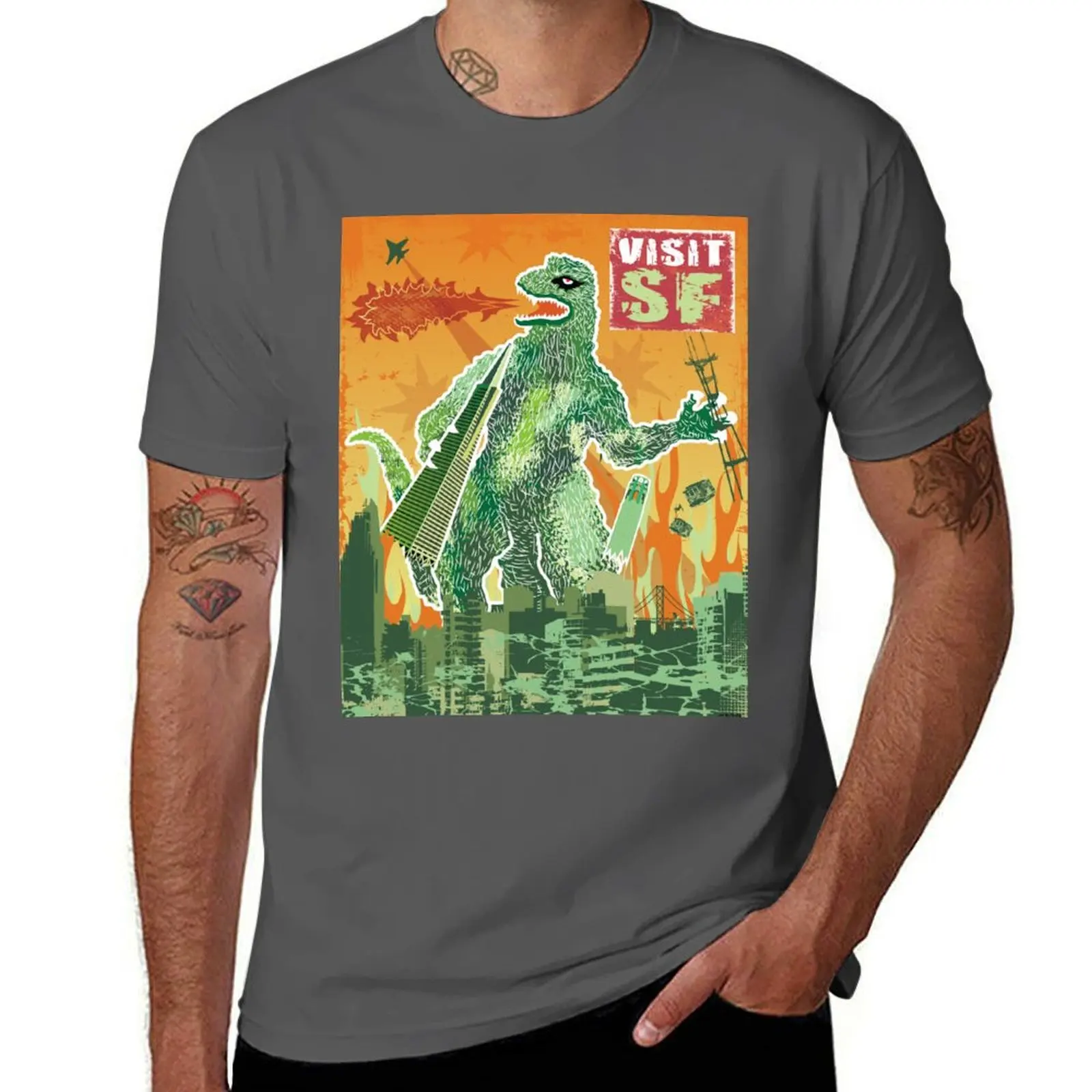 Monster Takes Over San Francisco, California T-Shirt boys whites vintage t shirts Blouse mens graphic t-shirts anime