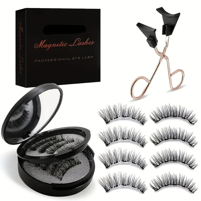 8pcs Magnetic Eyelash Kit Natural False Lashes Waterproof Eyelashes Extension Kit Reusable Wispy False Eyelashes Makeup Tools