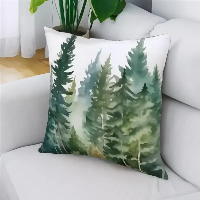 Green Pine Trees Series Sofa Pillow Case Cushion Cover 45*45 Room Pillowcase Cushion Pillow Cases Home Pillow Covers Decoration