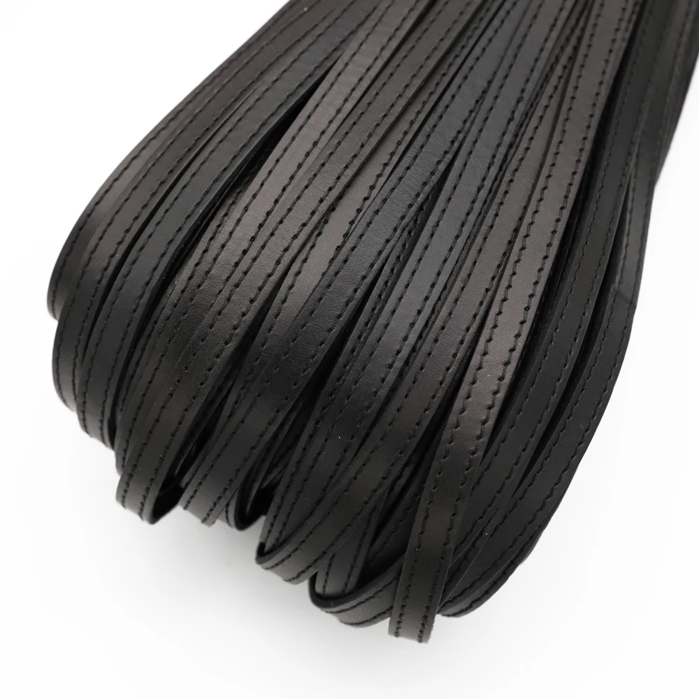 2 Meter Echtes Lederseil Doppelseitig Geflochten 10mm Flache Lederschnur DIY Rucksack mit Halskette Armband Schmuckherstellung Zubehör – Detail 4