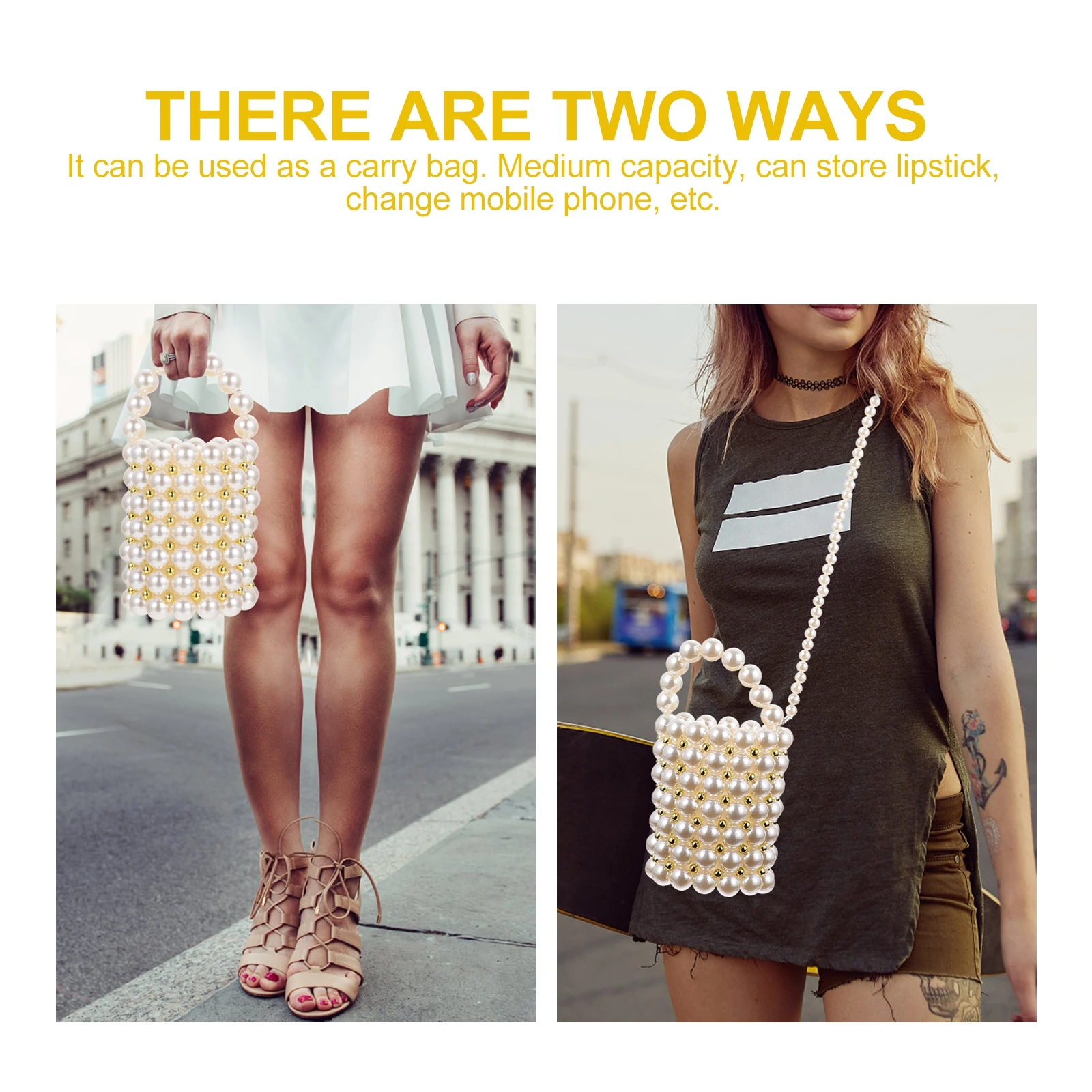 

Pearl Bag Creative Storage Elegant Sling Trendy Straddle Unique Pouch Abs Single Shoulder Beautiful Cross-body