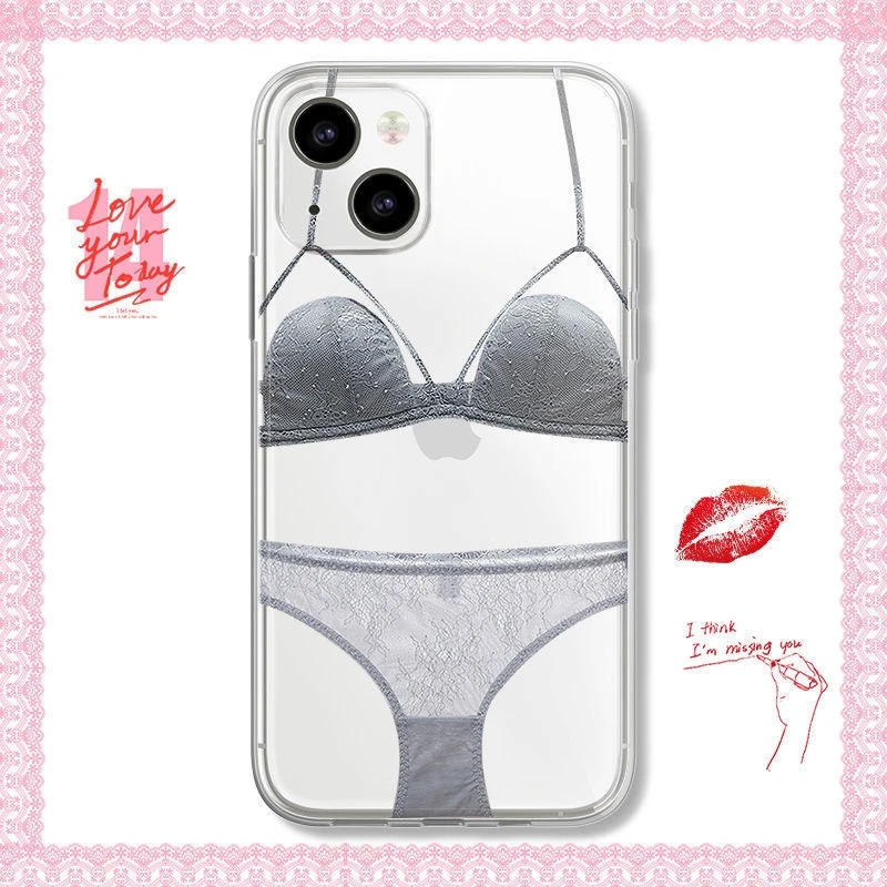 

Spoof underwear bra bra mobile phone case sex protection case for iPhone13promax11 creative 12 mobile phone case xr transparent