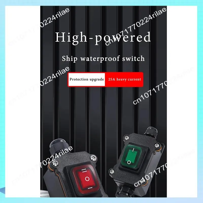 A17Z Ship-Type Waterproof Switch With IP65 Shell Rocker Electrical Equipment ON/OFF With LED Light Power Button(C) Easy Install