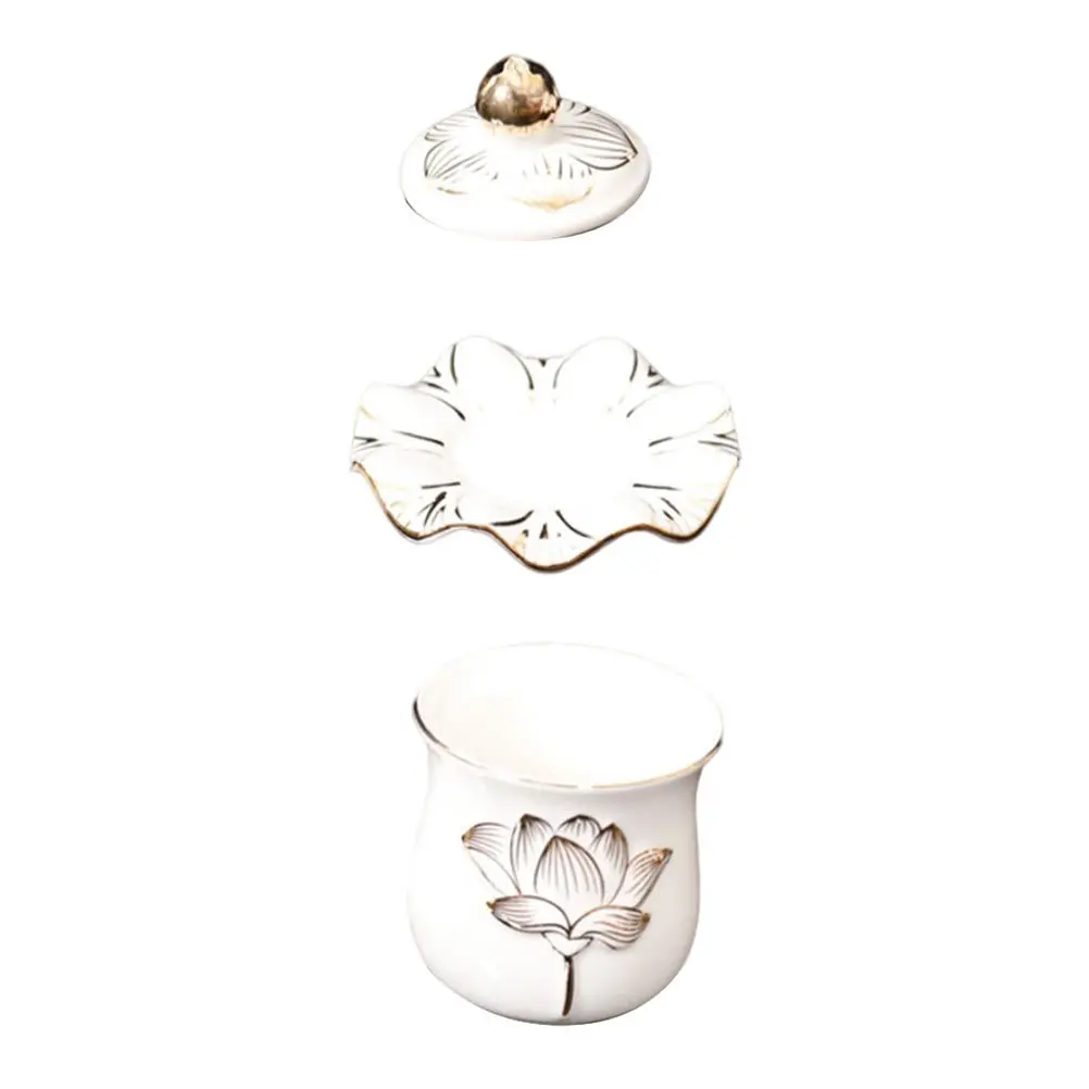 

1Set Carved Lotus Ceramic Offering Cup for Water Rice Oil Fruits Salt Crystals Buddhist Ceremony Rituals Meditation Temple Use