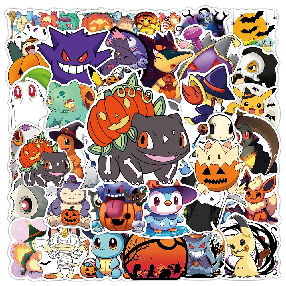 10/30/50 Stück Gothic Pokemon Cartoon Aufkleber Halloween Pikachu Charmander Anime Sticker Spielzeug Wasserdichte Graffiti Schreibwaren Laptop – Detail 2
