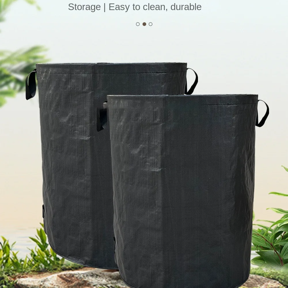 

Hight Quality PP Reusable Garden Bag Waterproof Black Large Capacity Leaf Sack 120/270/500L Foldable Bag Garden