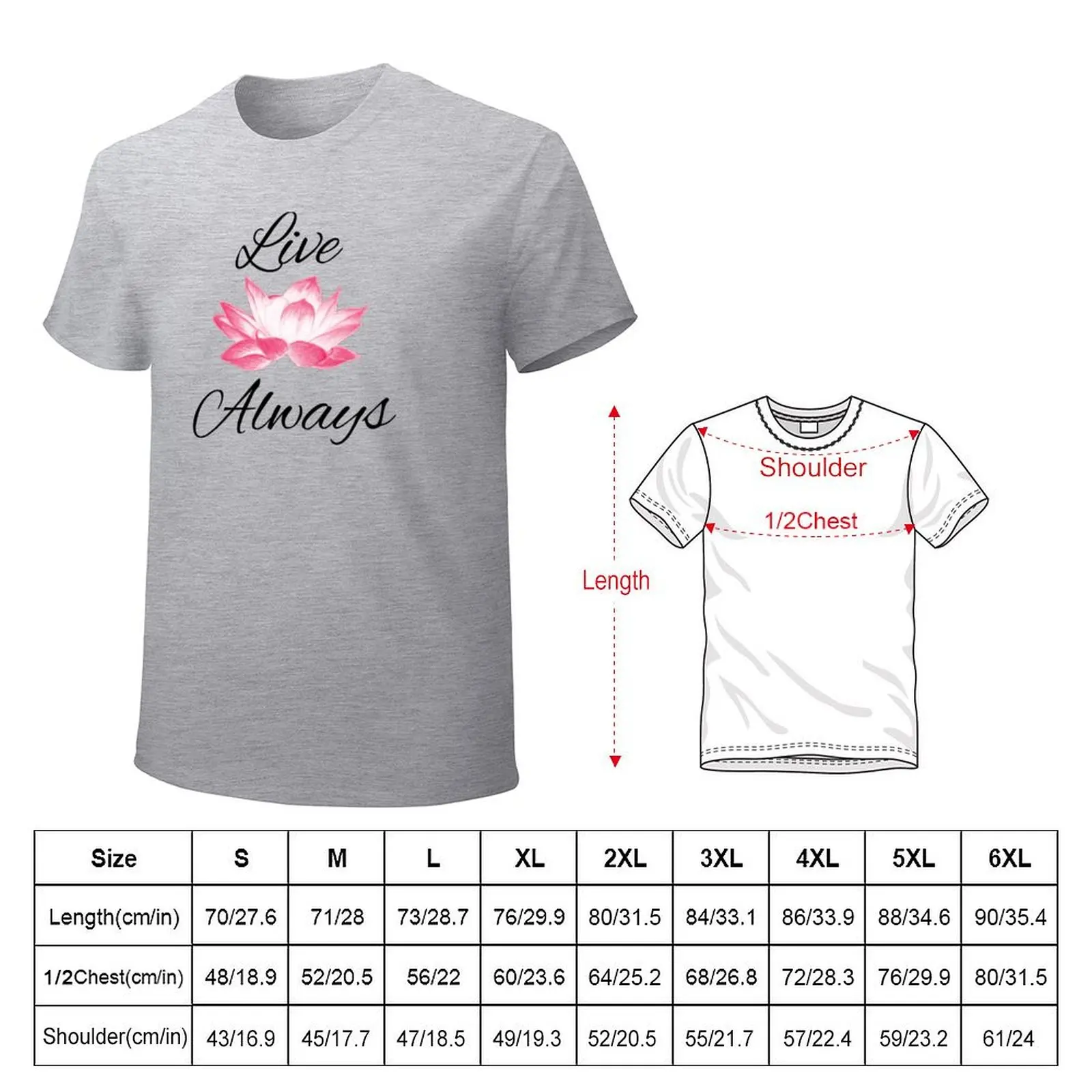 Live Always Lotus Flower Pencil Art T-shirt blacks summer clothes mens t shirt