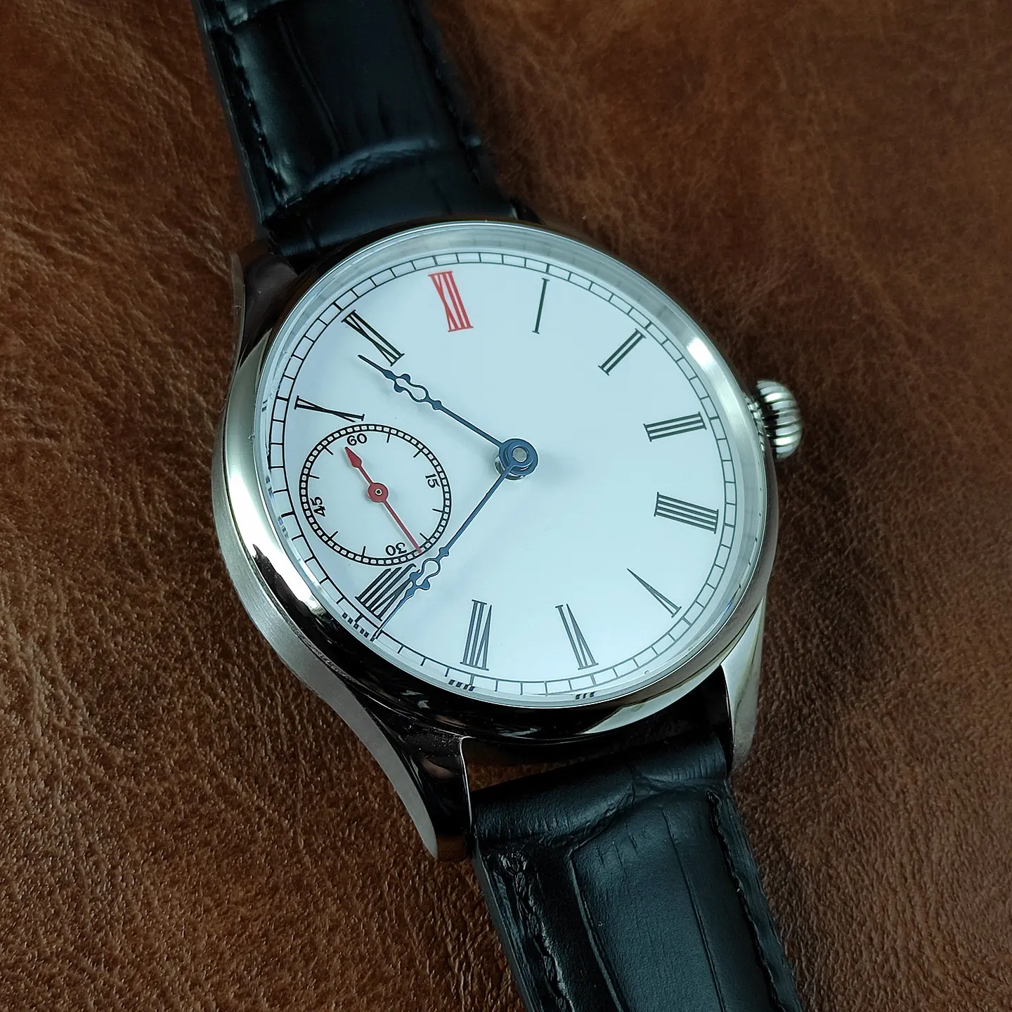 Vakuy 40mm Men's Business Manual Mechanical Watch Sea-Gull ST3621 Movement Genuine Leather Waterproof stainless steel Wristwatch